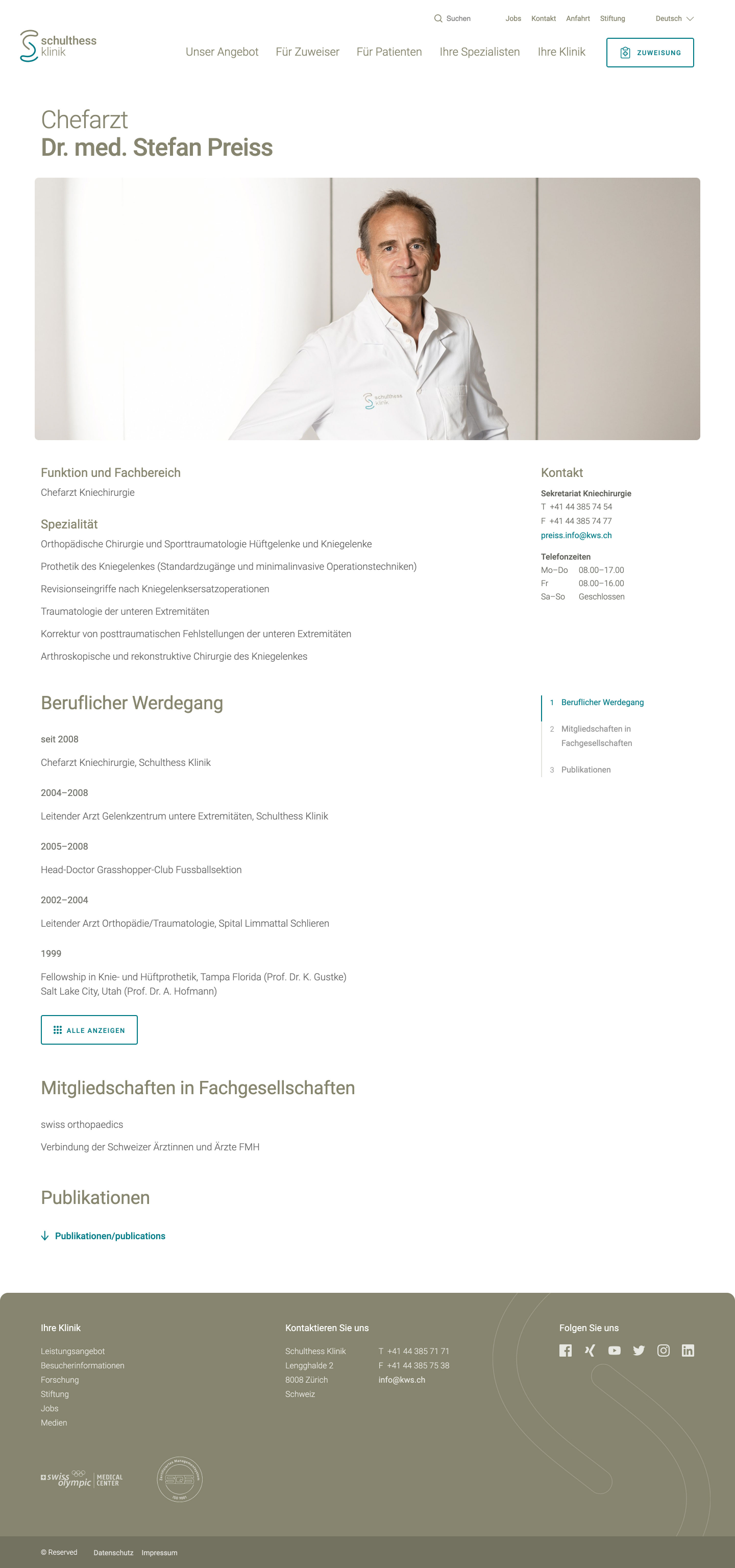 Schulthess Klinik Specialist