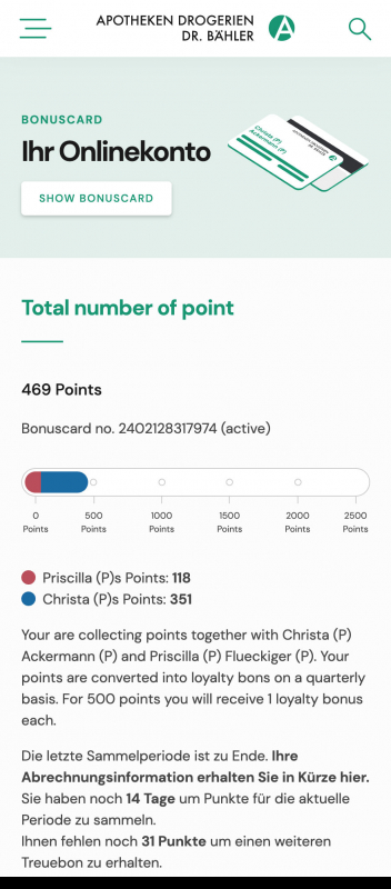 Achillea User Dashboard