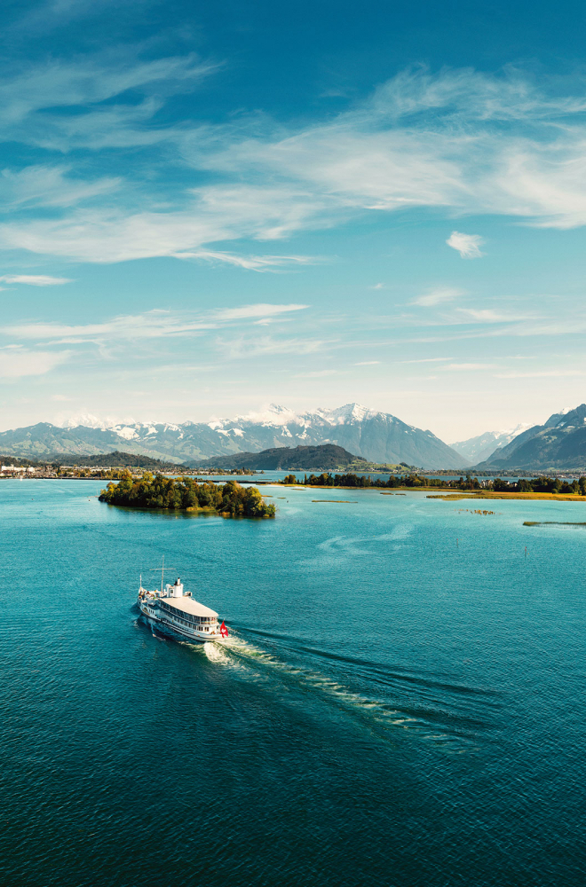 Lake Zurich with blue sky